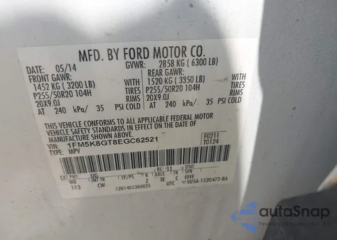 2014 Ford Explorer Sport z USA, uszkodzony, nr VIN 1FM5K8GT8EGC62521